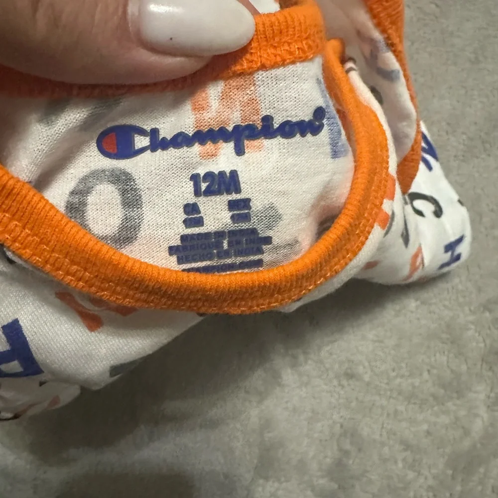 Champion Bodysuit Blue and Orange Athletic Design